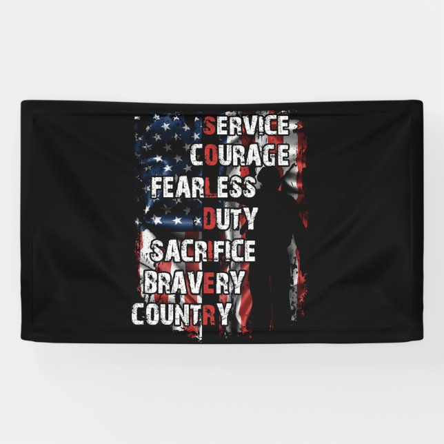 Service Courage Furchtloses Opfer Brave Country Banner (Horizontal)