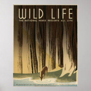 Service des wildes Lebens-Vintager Poster