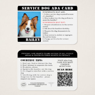 Service Dog Card Foto ID Abzeichen Etiquette ADA