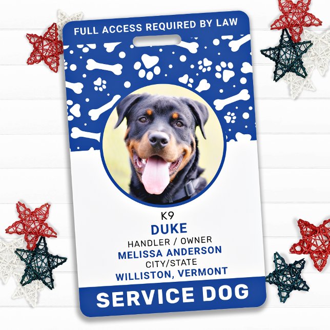 Service Dog Personalisiert Blue Paw druckt Foto-ID Ausweis (Von Creator hochgeladen)