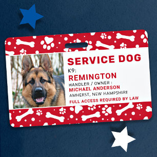 Service Dog Red Paw druckt Personalisierte Foto-ID Ausweis