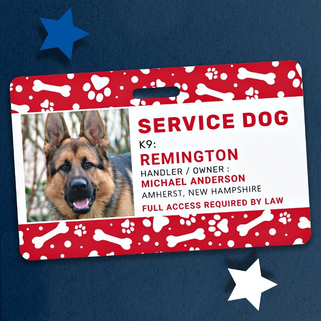 Service Dog Red Paw druckt Personalisierte Foto-ID Ausweis (Von Creator hochgeladen)