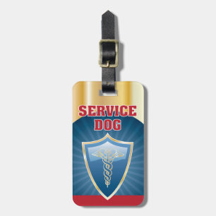 Service Dog Tag Gold Blue Red mit Symbol Gepäckanhänger
