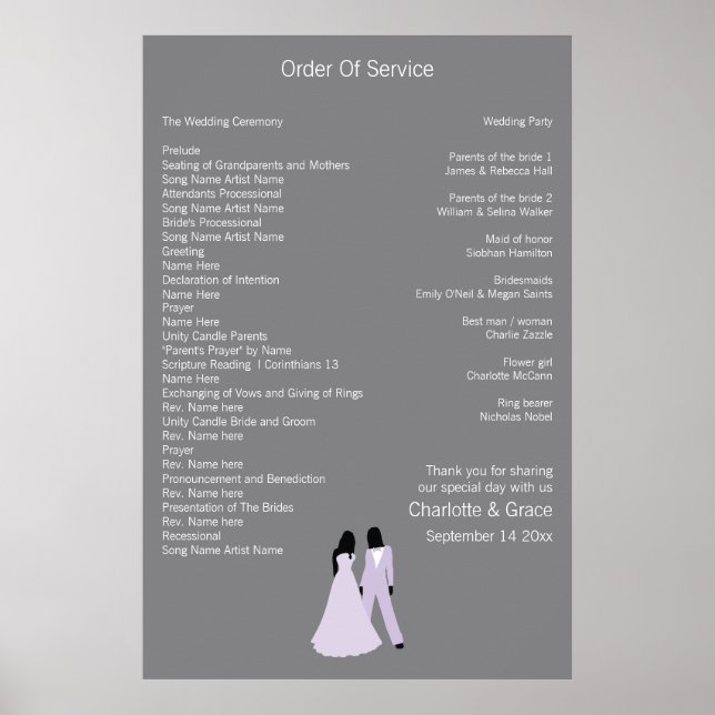 Service für zwei Hochzeiten (Lilac und Gray) Poster (Vorne)