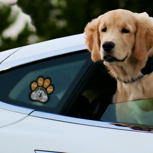 Service-Hund an Bord Paw Print Foto Orange Black Fensteraufkleber (Von Creator hochgeladen)