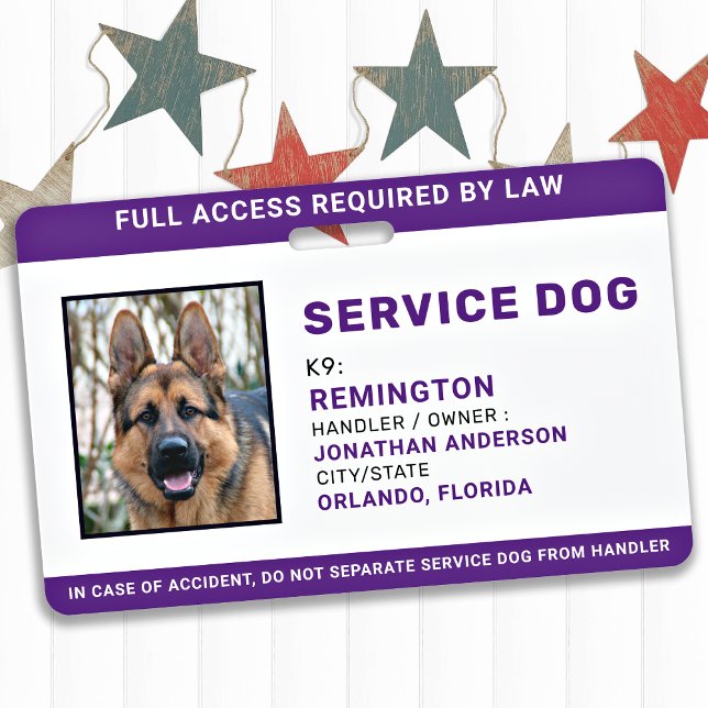 Service Hund Personalisiert Einfaches Foto-ID-Abze Ausweis (Von Creator hochgeladen)