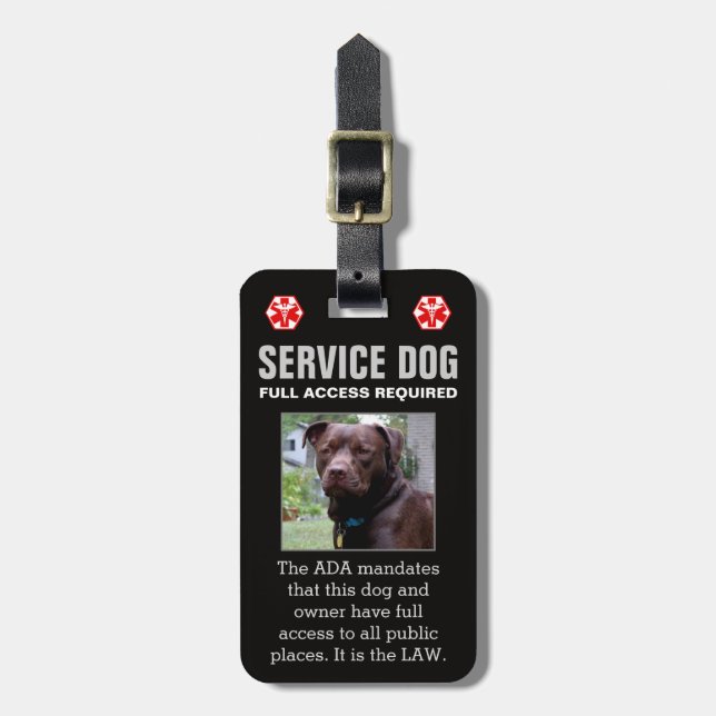 Service-Hund - Schwarzes - erforderliches Gepäckanhänger (Vorderseite vertikal)