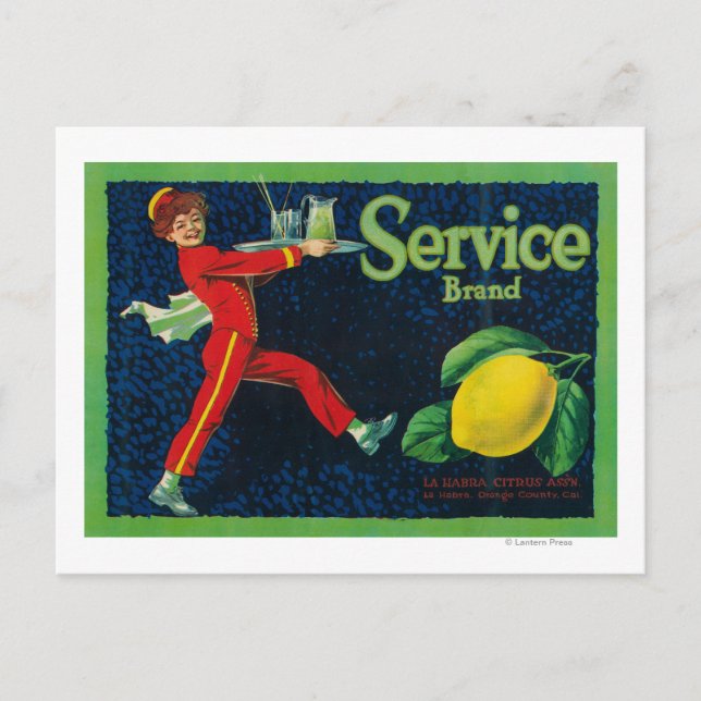 Service Lemon LabelLa Habra, CA Postkarte (Vorderseite)