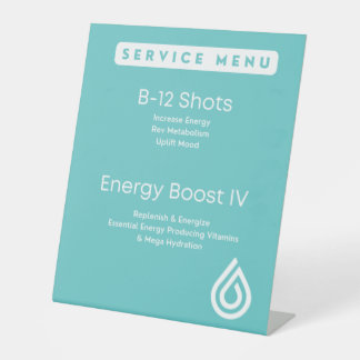 Service-Menü für 10 x 12 Tabletop-Zeichen Sockelschild