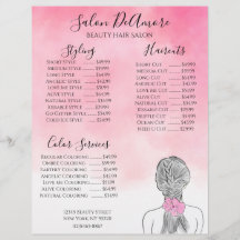 Service Menu Girl mit Braid Pink Wasserfarbe