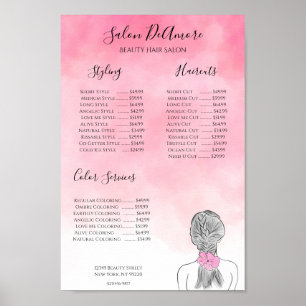 Service-Menü Mädchen mit Zopf Pinke Wasserfarbe  Poster