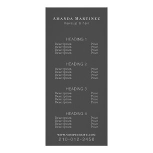 Service Menu (Menü) der Minimalistisch dunkelgraue Werbekarte