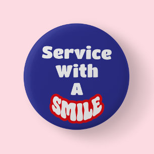 Service Mit Einem Lächeln Rot & Weißer Text Blaues Button