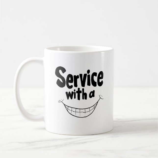 Service mit einer Lächeln-Tasse Kaffeetasse (Links)