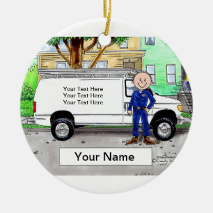 Service Van, White - Male Keramikornament