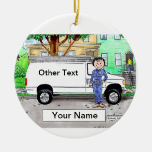 Service Van, White - Weibliche Keramikornament