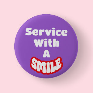Service With A Smile Rot & Weiß Text Abzeichen/ Button