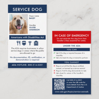Servicehund ADA-Anforderungen & Info-Karte Visitenkarte