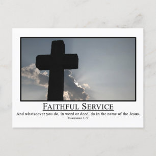 Serviere treu im Namen Jesu Kol 3:17 Postkarte