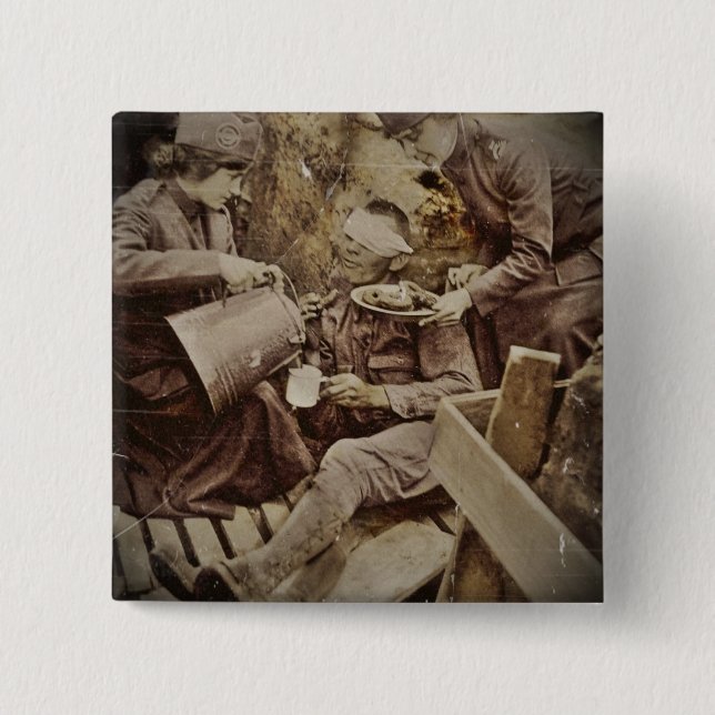 Servieren des verwundeten Soldaten-Kaffees Button (Vorderseite)