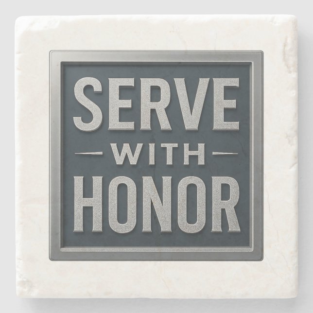 Servieren Sie mit Ehrenzeichen™ LDS Stone Unterset Steinuntersetzer (Vorderseite)