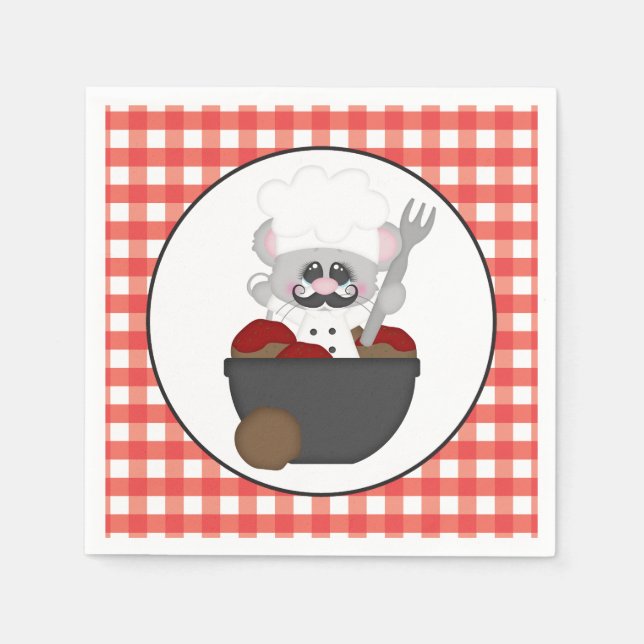 Servieren von Fleischbällen Italienisches Essen Sp Serviette (Vorderseite)