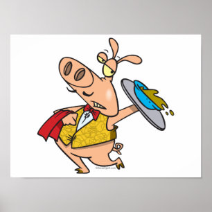 Servierkellner Cartoon Poster