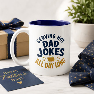 Serviert heiße Dad-Jokes den ganzen Tag lang lusti Zweifarbige Tasse