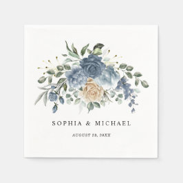 Serviette, Elegante Staubblaue Florale Hochzeit Serviette