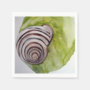 Serviette Papier Blatt und Schnecke im Aquarell