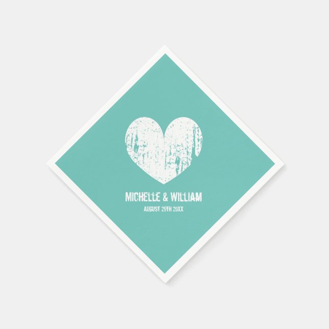 Servietten für Hochzeiten am Strand | Türkis und W (Ecke)