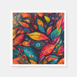 Servietten mit farbenfrohem Blättermotiv