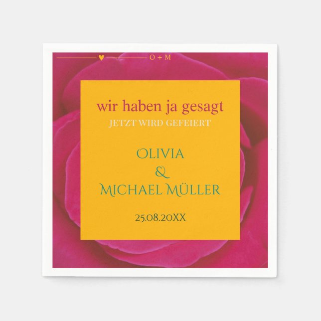 Servietten zur Hochzeitsfeier personalisierbar (Vorderseite)