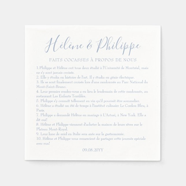 Serviettes De Cocktail De Mariage Bleu Poussiéreux Serviette (Vorderseite)