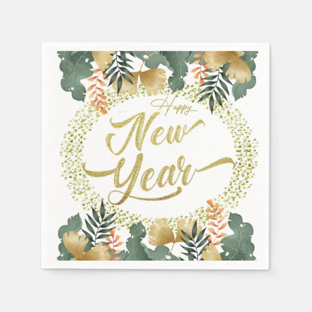 Servilleta de papel con feliz año nuevo serviette (Vorderseite)