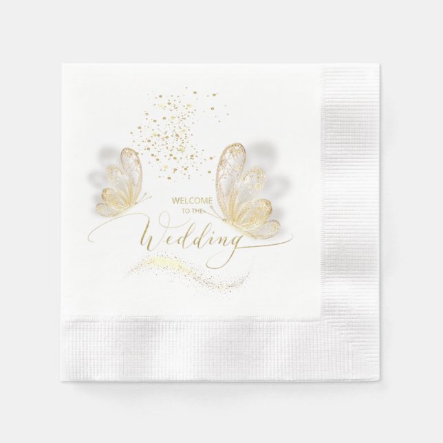Servilleta de papel con mariposas doradas serviette (Vorderseite)