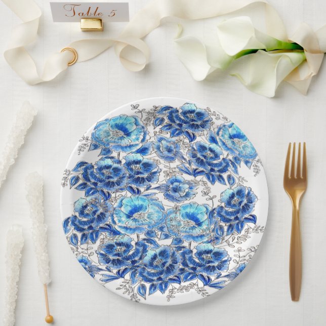Servilletas blue  pappteller (Hochzeit)