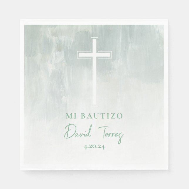 Servilletas Mi Bautizo Verde Spanish Napkins Serviette (Vorderseite)