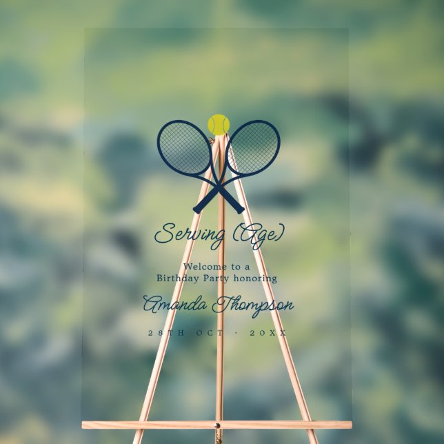 Serving (Alter) Tennis Geburtstagsfeier Willkommen Acrylschild (Neutral)