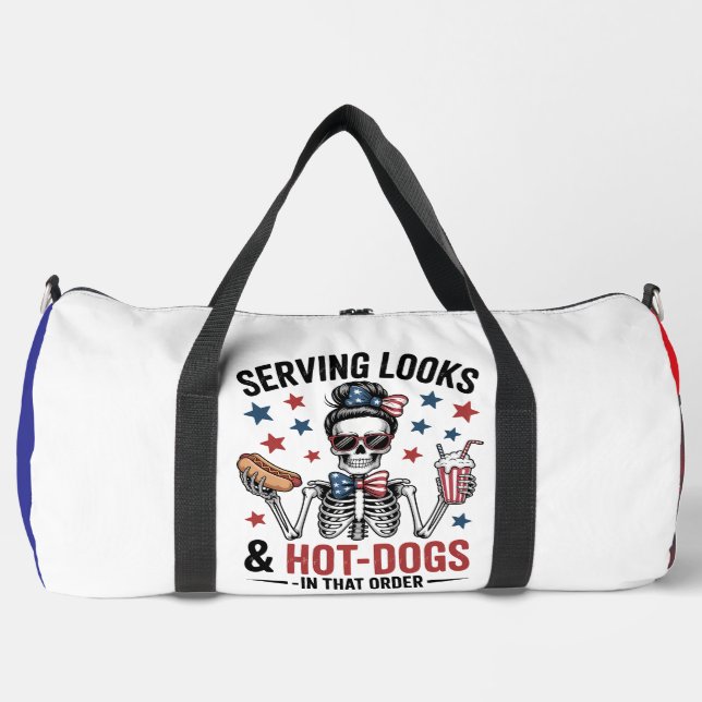 Serving Looks & Hot Dogs Skelett Duffle Bag (Vorderseite)