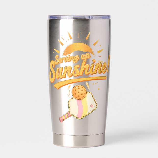 Serving Up Sunshine - Sunny Pastel Pickleball Life Thermobecher (Vorderseite)