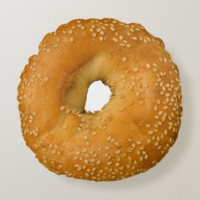 Sesam-Bagel-rundes Kissen (Vorderseite)