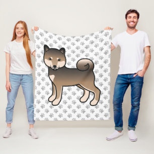 Sesam Shiba Inu Süßer Cartoon-Hund und Pfoten Fleecedecke