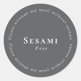 Sesame-Free Request Sticker, Dark-gray - White Runder Aufkleber