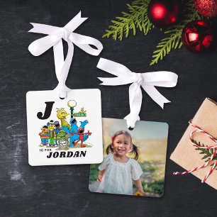 Sesame Freunde Personalisierter Name mit Foto Ornament Aus Metall