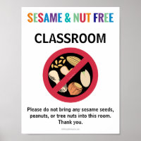 Sesame & Nut Free Klassenzimmer Custom Allergie Sc