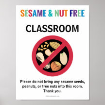 Sesame & Nut Free Klassenzimmer Custom Allergie Sc