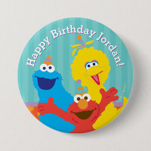 Sesame Pals Birthday Pattern Button