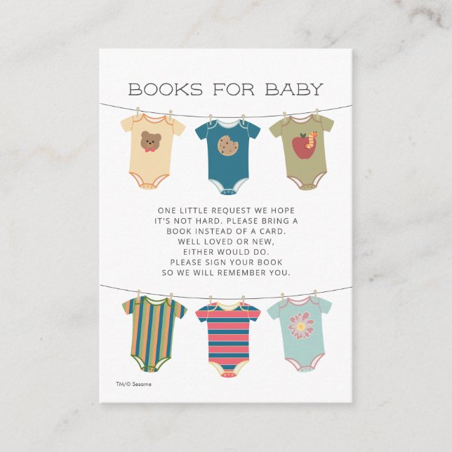 Sesame Pals Bodysuits Baby Shower Book Request Begleitkarte (Vorderseite)