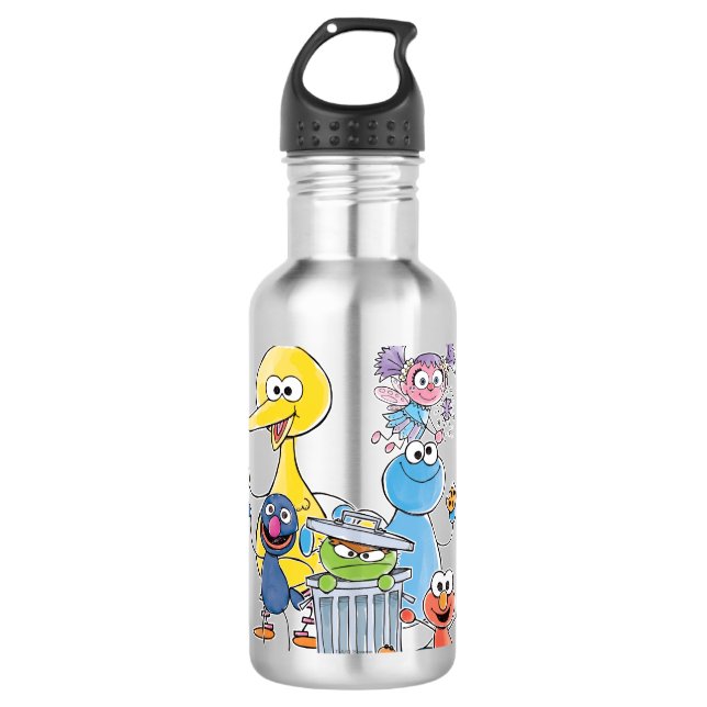 Sesame Pals Doodley Graphic Edelstahlflasche (Vorderseite)